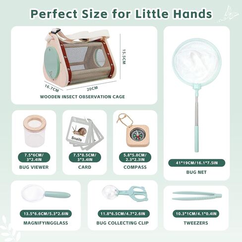 Bug Catcher for Kids Explorer Kit with Insect Observation Cage,Butterfly Net,Magnifying Glass,Compass,Kids Adventure Kit for Backyard & Camping,Outdoor Educational Toy Gift for Girls Boys in Saudi Arabia