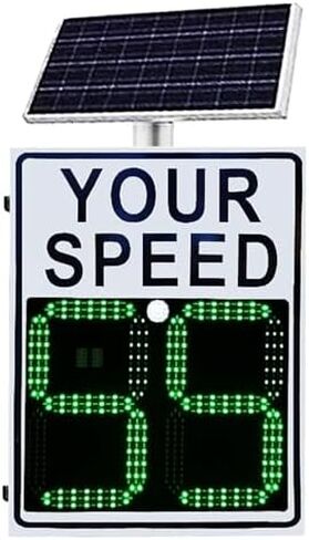 Solar Speed Limit Sign & Radar Feedback Display, 20"x27"/24"x35" LED Overspeed Alert Traffic Sign, Solar-Powered Speed Monitoring for Highways & Roads in Saudi Arabia