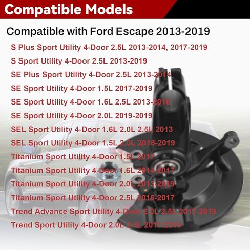 Front Wheel Bearing Hub & Passenger Steering Knuckle Assembly Compatible with Ford Escape 2013-2019 Wheel Bearing Replace# CV6Z2K004C in Saudi Arabia