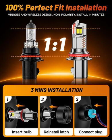 FORENNER 8th-Gen 9007/HB5 Light Bulbs, 𝟵𝟬,𝟬𝟬𝟬𝗟𝗠 𝟭𝟰𝗫 Ultra Brightness HB5 9007 Fog bulb，IP68 with Cooling Fan Long Lifespan, Electronic Flashers 2 Pack in Saudi Arabia