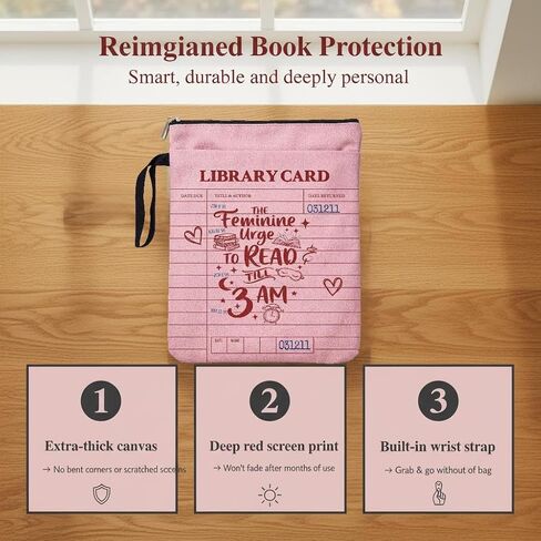 حقيبة كتب بسحاب - واقي كتب بطاقات مكتبة عتيقة للأغلفة الصلبة، غلاف غلاف كتب من القماش، حقيبة حمل الكتب، هدايا القراءة لمحبي الكتب in Kuwait