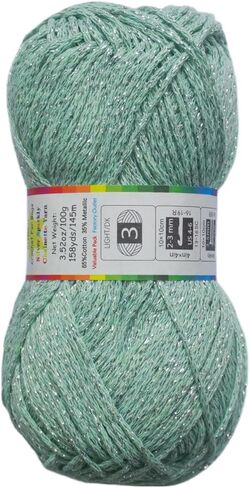 Silver Sparkly Chainette Yarn,3.5oz/98g 158yds Yarn for Crocheting and Knitting (03 Light Grey, 1 Pack) in Saudi Arabia