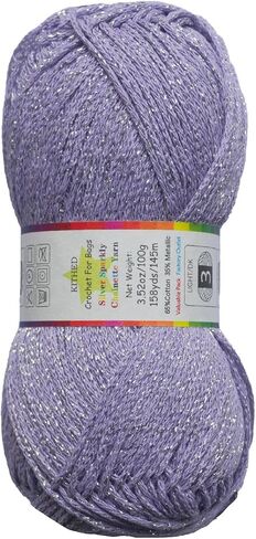 Silver Sparkly Chainette Yarn,3.5oz/98g 158yds Yarn for Crocheting and Knitting (03 Light Grey, 1 Pack) in Saudi Arabia