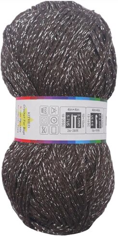 Silver Sparkly Chainette Yarn,3.5oz/98g 158yds Yarn for Crocheting and Knitting (03 Light Grey, 1 Pack) in Saudi Arabia