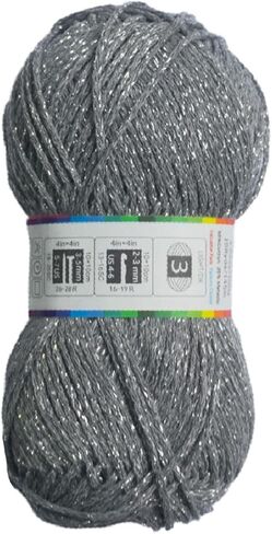 Silver Sparkly Chainette Yarn,3.5oz/98g 158yds Yarn for Crocheting and Knitting (03 Light Grey, 1 Pack) in Saudi Arabia