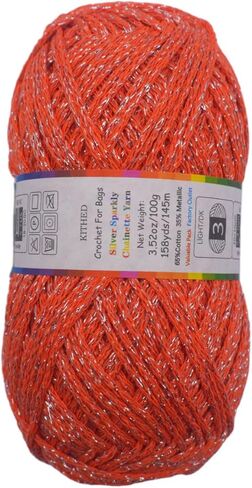Silver Sparkly Chainette Yarn,3.5oz/98g 158yds Yarn for Crocheting and Knitting (03 Light Grey, 1 Pack) in Saudi Arabia