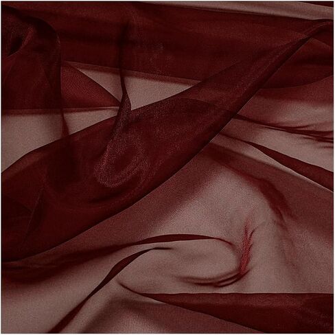 MDS® Pack of 100 Yard Sheer Organza Fabric for Wedding Party Home Event Banquet Decorations, Backdrop Curtain Craft Dress Sewing Fashion DIY Crystal Organza Tulle Fabric Bolt 44" Wide - Burgundy in Saudi Arabia