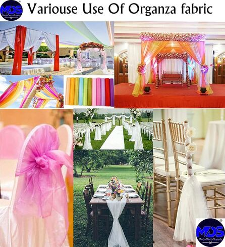 MDS® Pack of 100 Yard Sheer Organza Fabric for Wedding Party Home Event Banquet Decorations, Backdrop Curtain Craft Dress Sewing Fashion DIY Crystal Organza Tulle Fabric Bolt 44" Wide - Burgundy in Saudi Arabia