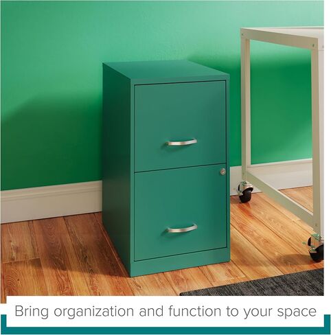 Hirsh Industries Space Solutions 18in 2 Drawer Metal File Cabinet Teal, Letter Size, Fully Assembled in Saudi Arabia