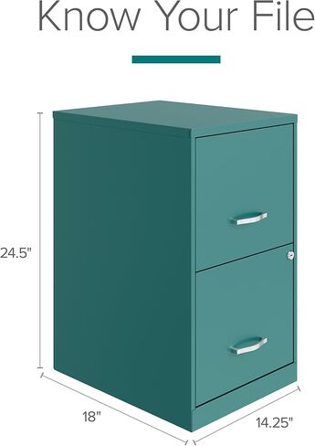Hirsh Industries Space Solutions 18in 2 Drawer Metal File Cabinet Teal, Letter Size, Fully Assembled in Saudi Arabia