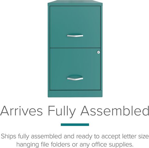Hirsh Industries Space Solutions 18in 2 Drawer Metal File Cabinet Teal, Letter Size, Fully Assembled in Saudi Arabia