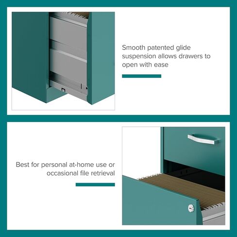 Hirsh Industries Space Solutions 18in 2 Drawer Metal File Cabinet Teal, Letter Size, Fully Assembled in Saudi Arabia