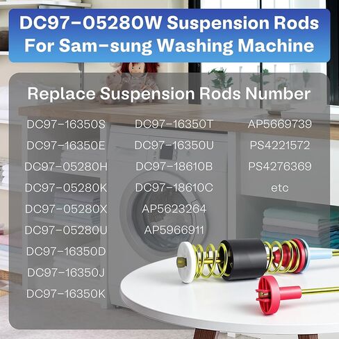 قضبان التعليق DC97-16350U DC97-16350T DC97-05280W 26.18IN - بديل لغسالة سامسونج WA45N3050AW/A4 WA45T3200AW/A4 WA45T3400AP/A4 WA50T5300AC/US WA50R5200AW/US in Kuwait