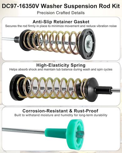 Upgrade DC97-16350Y Washer Suspension Rods (27.6) Fit for Samsung WA54R7600AC, WA52A5500AV, WA45K7600AW, WA54R7200AW, WA54R7600AV, Replace DC97-16350V DC97-18610C Washer Suspension Rods, 4 Pcs in Kuwait