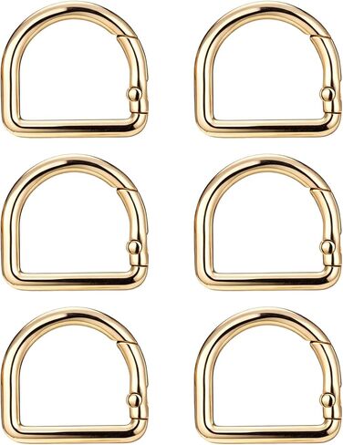 SynHHergyx Gold Metal D Ring Clip Spring Key Hooks, 6 PCS D Rings for Purse 1.18 Inch Keyring Purse Clip Spring Ring Buckles Clasp for DIY Crafts Keychain Belt Backpacks Handbag Purses Strap Hardware in Kuwait