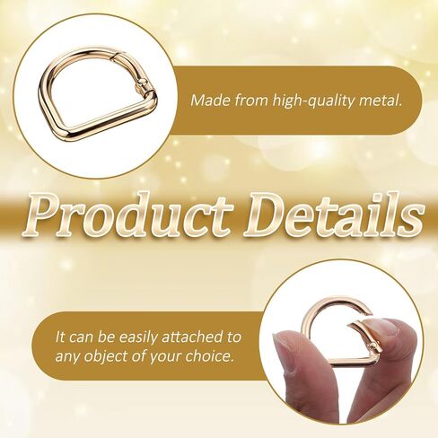 SynHHergyx Gold Metal D Ring Clip Spring Key Hooks, 6 PCS D Rings for Purse 1.18 Inch Keyring Purse Clip Spring Ring Buckles Clasp for DIY Crafts Keychain Belt Backpacks Handbag Purses Strap Hardware in Kuwait