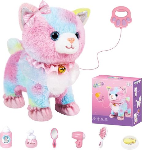 Bilinott Toy Cat for Kids, Touch and Voice Controlled Remote Control Cat with Leash, Lifelike Walking Cat Toy That Can Walk, Meow, and Wags Tail, Best Festive Gift for Boys and Girls Ages 3 4 5 6 7 in Saudi Arabia