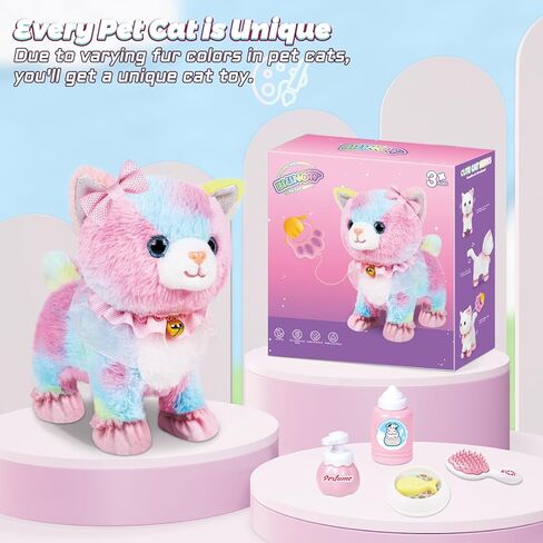 Bilinott Toy Cat for Kids, Touch and Voice Controlled Remote Control Cat with Leash, Lifelike Walking Cat Toy That Can Walk, Meow, and Wags Tail, Best Festive Gift for Boys and Girls Ages 3 4 5 6 7 in Saudi Arabia