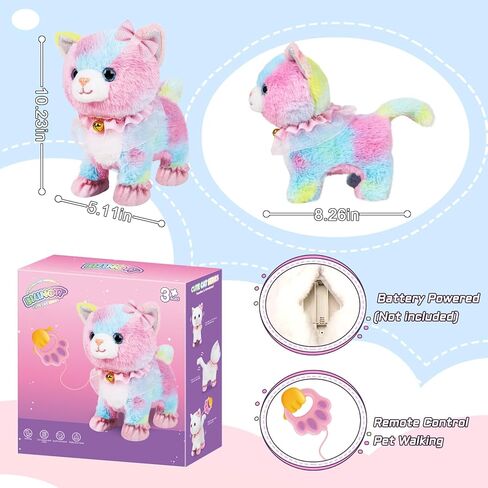 Bilinott Toy Cat for Kids, Touch and Voice Controlled Remote Control Cat with Leash, Lifelike Walking Cat Toy That Can Walk, Meow, and Wags Tail, Best Festive Gift for Boys and Girls Ages 3 4 5 6 7 in Saudi Arabia