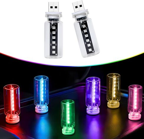 ضوء ليلي USB للسيارة 13 في 1 - مصباح LED خافت يعمل باللمس مع 13 وضعًا و7 ألوان، مصابيح داخلية USB للسيارة والشاحنة والحفلات والتخييم والعطلات وغرفة النوم وسطح المكتب (قطعتان) in Kuwait