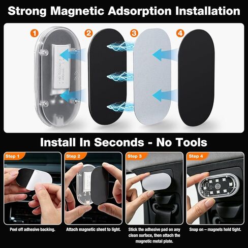 4Pcs Magnetic LED Interior Car Lights – 8 Colors RGB Wireless Ambient Lighting with Remote & Touch Control, USB Rechargeable Portable Strobe Nightlight for Footwell Door Dash Glove Box – Car Truck SUV in Saudi Arabia