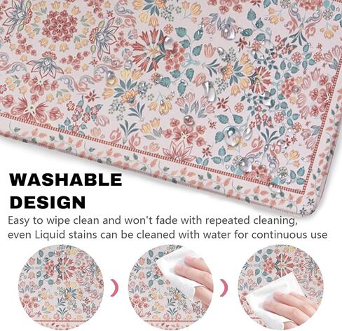 Pink Floral Patterns Desk Mat, Large Gaming Mouse Pad Non-Slip Rubber Base with Stitched Edges, Waterproof Protection for PC Laptop Home Office Desk Decor (31.5x15.7in) in Saudi Arabia