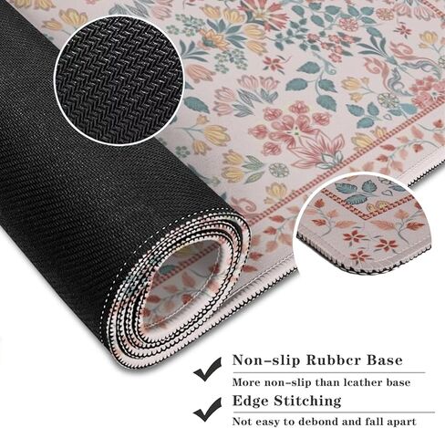 Pink Floral Patterns Desk Mat, Large Gaming Mouse Pad Non-Slip Rubber Base with Stitched Edges, Waterproof Protection for PC Laptop Home Office Desk Decor (31.5x15.7in) in Saudi Arabia