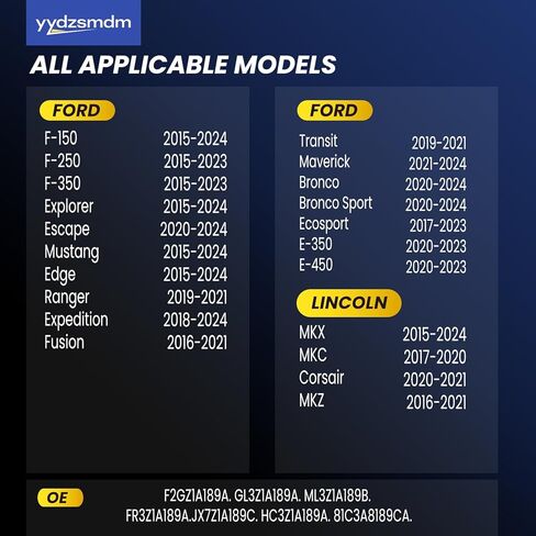 TPMS Ford 315Mhz مبرمج مسبقًا متوافق مع F150 2015-2024 | F250 2015-2023| F350 2015-2023| Escape 2020-2024/ مستشعر مراقبة ضغط الإطارات OE#F2GZ1A189A(مجموعة من 4) in Kuwait
