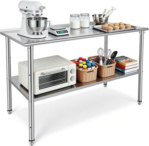 Kryonix Stainless Steel Work Table for Prep & Work 24x48 Inch, NSF Commercial Kitchen Heavy Duty Prep Table with Adjustable Undershelf for Kitchen, Restaurant, Home & Hotel in Saudi Arabia