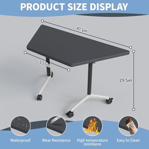 Conference Room Tables, 6 Pack Folding Conference Table with Wheels, Trapezoid Shaped Combinable Modular Training Tables, Foldable Flip Top Mobile Rolling Table for Office Meeting Seminar in Saudi Arabia