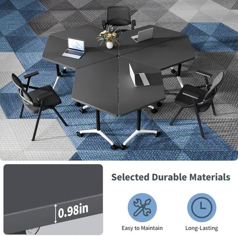 Conference Room Tables, 6 Pack Folding Conference Table with Wheels, Trapezoid Shaped Combinable Modular Training Tables, Foldable Flip Top Mobile Rolling Table for Office Meeting Seminar in Saudi Arabia
