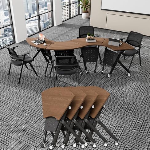 Conference Room Tables, 6 Pack Folding Conference Table with Wheels, Trapezoid Shaped Combinable Modular Training Tables, Foldable Flip Top Mobile Rolling Table for Office Meeting Seminar in Saudi Arabia
