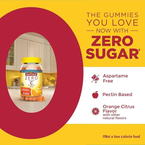 Nature Made Zero Sugar Vitamin C Gummies 250 mg per Serving, Immune & Antioxidant Support, 100 Sugar Free Gummies, 50 Day Supply in Saudi Arabia