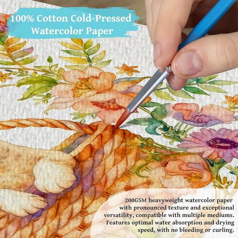 عبوة من كتاب تلوين بالألوان المائية للبالغين (9 * 6.5 بوصة)، تصميم مسطح محمول مع 30 تصميمًا فريدًا، ورق مضغوط على البارد 200 جرام في المتر المربع، كتاب ألوان مائية لتخفيف التوتر للمبتدئين والمبدعين in Kuwait