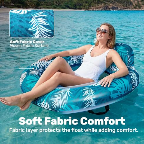 SLOOSH Inflatable Pool Floats Adult, Comfortable Fabric Floating Lounge Chairs, Blow up Pool Noodles for Adult Heavy Duty with Handles, Floating Chair for Party Summer Water Beach Lake Fun in Saudi Arabia