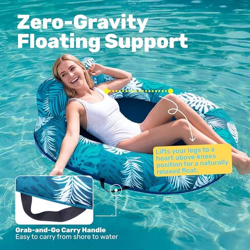 SLOOSH Inflatable Pool Floats Adult, Comfortable Fabric Floating Lounge Chairs, Blow up Pool Noodles for Adult Heavy Duty with Handles, Floating Chair for Party Summer Water Beach Lake Fun in Saudi Arabia