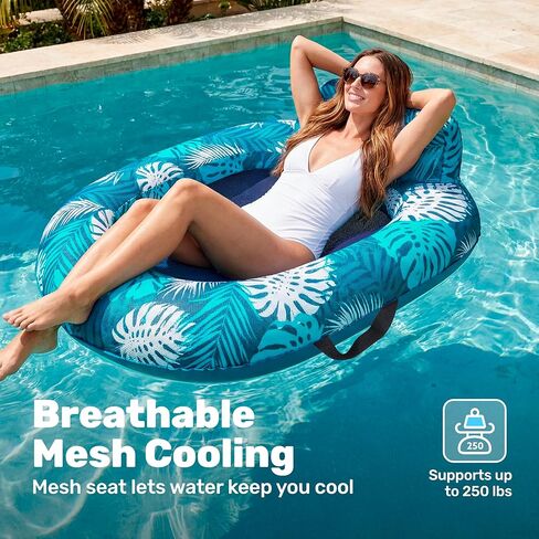 SLOOSH Inflatable Pool Floats Adult, Comfortable Fabric Floating Lounge Chairs, Blow up Pool Noodles for Adult Heavy Duty with Handles, Floating Chair for Party Summer Water Beach Lake Fun in Saudi Arabia