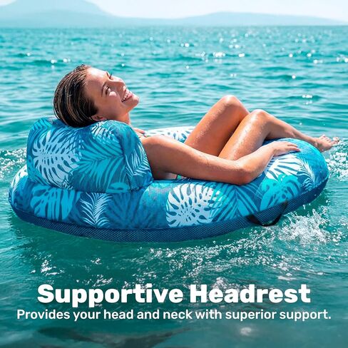 SLOOSH Inflatable Pool Floats Adult, Comfortable Fabric Floating Lounge Chairs, Blow up Pool Noodles for Adult Heavy Duty with Handles, Floating Chair for Party Summer Water Beach Lake Fun in Saudi Arabia