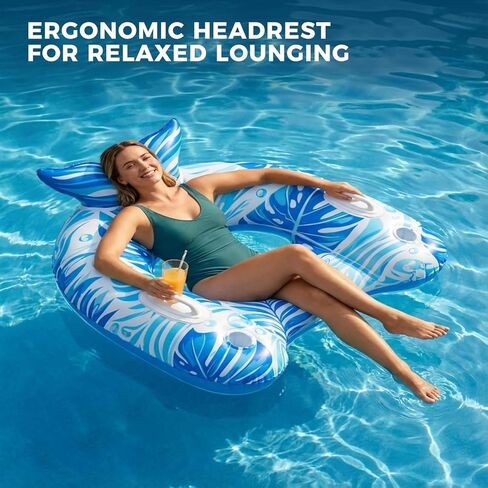Pool Floats Adult 3 Pack, Inflatable Float Chair with Cup Holders and Handles, Portable Floaties for Summer Pool & Beach in Saudi Arabia