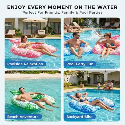 Pool Floats Adult 3 Pack, Inflatable Float Chair with Cup Holders and Handles, Portable Floaties for Summer Pool & Beach in Saudi Arabia