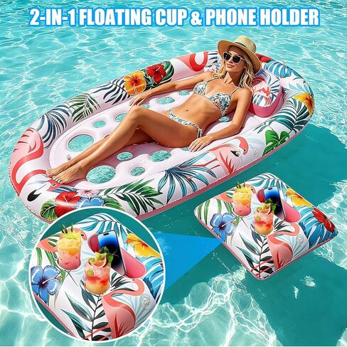 Pool Floats Adult with Canopy and Cup Holder - Inflatable Lounge Chair with UPF 50+ Sunshade, Heavy Duty Floating Water Hammock for Pool、Beach & Lake in Saudi Arabia