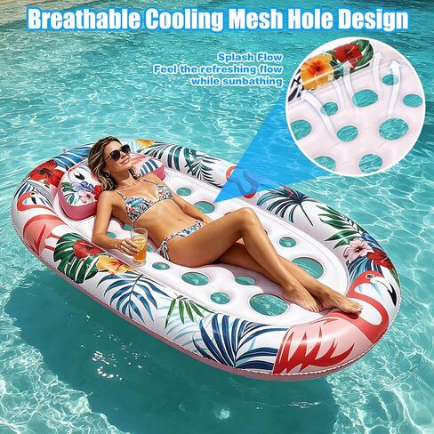 Pool Floats Adult with Canopy and Cup Holder - Inflatable Lounge Chair with UPF 50+ Sunshade, Heavy Duty Floating Water Hammock for Pool、Beach & Lake in Saudi Arabia