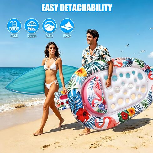 Pool Floats Adult with Canopy and Cup Holder - Inflatable Lounge Chair with UPF 50+ Sunshade, Heavy Duty Floating Water Hammock for Pool、Beach & Lake in Saudi Arabia