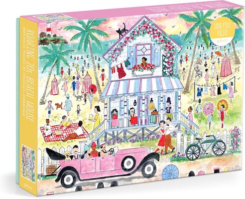 Galison Roaring 20s Beach House – 1000 Piece Michael Storrings Jigsaw Puzzle Featuring Beautiful Artwork of 1920s Inspired Beach House in Saudi Arabia