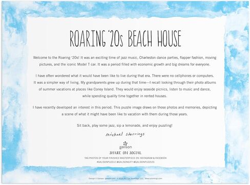 Galison Roaring 20s Beach House – 1000 Piece Michael Storrings Jigsaw Puzzle Featuring Beautiful Artwork of 1920s Inspired Beach House in Saudi Arabia