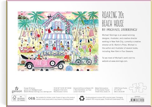 Galison Roaring 20s Beach House – 1000 Piece Michael Storrings Jigsaw Puzzle Featuring Beautiful Artwork of 1920s Inspired Beach House in Saudi Arabia