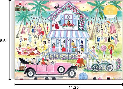 Galison Roaring 20s Beach House – 1000 Piece Michael Storrings Jigsaw Puzzle Featuring Beautiful Artwork of 1920s Inspired Beach House in Saudi Arabia