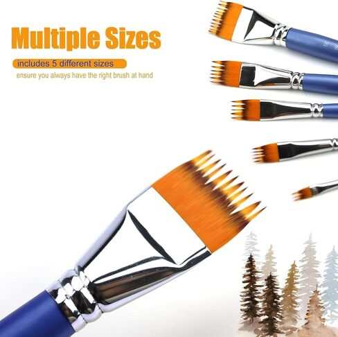 5PCS Grainer Brush Set – Flat Comb Rake Brushes for Acrylic Painting, Oil & Watercolor, Dual Layer Texture Paint Brushes for Wood Grain, Fur, Grass Effects, Short Handle in Saudi Arabia