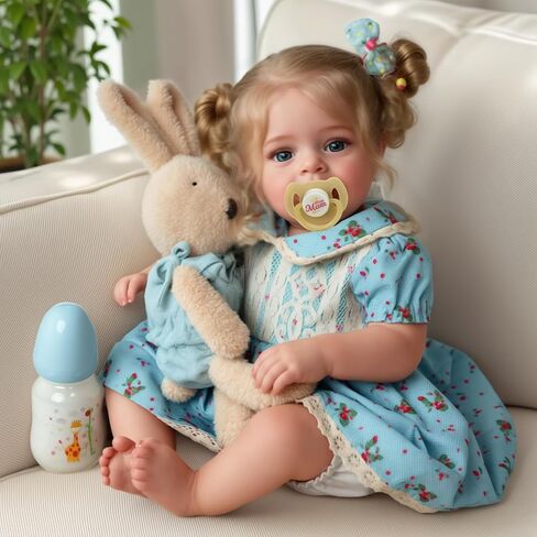 JIZHI Lifelike Reborn Baby Dolls - 18 Inch Realistic-Newborn Baby Dolls Blond Girl Handmade Real Life Baby Dolls with Clothes for Kids Age 3+ in Kuwait