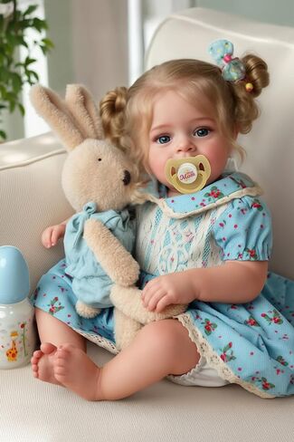 JIZHI Lifelike Reborn Baby Dolls - 18 Inch Realistic-Newborn Baby Dolls Blond Girl Handmade Real Life Baby Dolls with Clothes for Kids Age 3+ in Saudi Arabia
